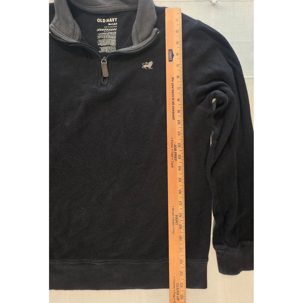 Old Navy Mens Small Black 100% Cotton Quarter Zip Pullover Lion Logo Sweater